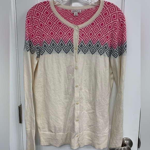 Merona Academia Preppy 80’s Style Cardigan Size Large - Picture 1 of 7